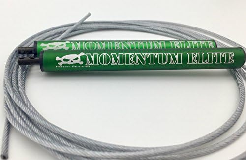 Momentum Elite Speed Rope for Workout Exercise - Easily adjustable, 10 Foot Length Bare Cable Jump Rope for Customized Fit, Smooth spinning, Faster, Anti-friction Nylon Bearings, (Green, Regular)
