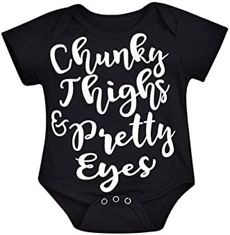 Chunky Thighs Pretty Eyes Funny Bodysuits Rompers Outfits Newborn Baby Girls Baby Boys 3-24 Months