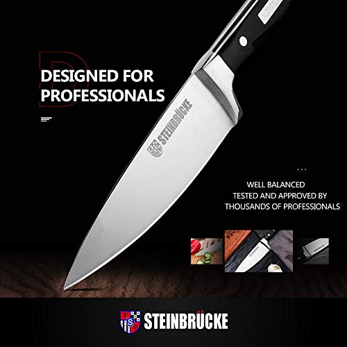 STEINBRÜCKE Chef Knife, 6-Inch Kitchen chef Knives Sharp Chef\'s Knife, 5cr15mov German Stainless Steel, Full Tang, Cook\'s Knife for Home Kitchen Restaurant