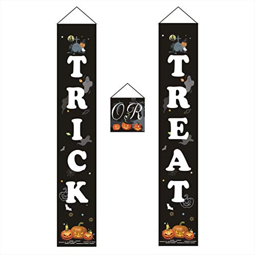 Halloween Decorations Outdoor-Trick or Treat Banner Halloween Hanging Sign for Front Door Indoor Display, Gate, Garden, Home, Party, Porch, Office - Thumbnail 3