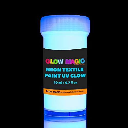 Glow Magic Fabric UV Paint Set - Set of 8 – Neon Textile Black Light Paints - Fluorescent Tie Dye Clothing Color – For Vibrant Glowing Art Projects - Easter Egg Painting 8 x 20 ml / 0.7 fl oz