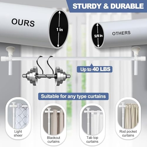 Dsocool Room Divider No Drilling Curtain Rod Wall Divider for Room Separation, 122-305cm(H) 70-290cm(W) Adjustable, Heavy Duty Partition Space Separator Freestanding Tension Curtain Stand, White