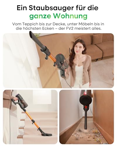 FAMIVAC FV2 Staubsauger mit Kabel, 65Kpa/600W Staubsauger Beutellos mit Matratzenbürste, 1,3KG Leichtgewicht, 7M Kabel, 60dB Leise, 1,5L, Selbststehend, Anti-Tangle-Bürste für Teppich/Boden/Tierhaare
