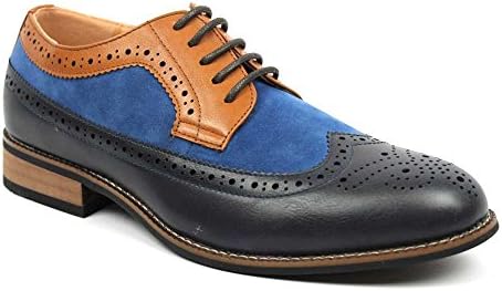 New Men's Wing Tip Brogue Suede Leather Lace Up Modern Dress Shoes Azar