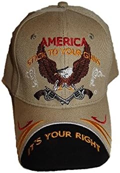 2nd Amendment America Stick to your Guns It's your right NRA Khaki Black Cap Hat