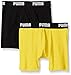PUMA Boys' Big Socks and Underwear, Two Pack Boxers Black/Yellow, Small