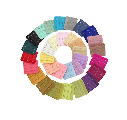 Ewandastore 16 Pcs Assorted Colors 3 Hooks 3 Rows Women Bra Extender Strap