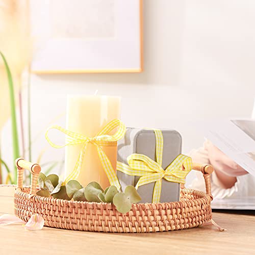 VGoodall Yellow Gingham Ribbon, 3/8 x 50Yd Picnic Craft Ribbon Blue Ribbons for Hair Accessories Craft and Christmas Gift Wrapping