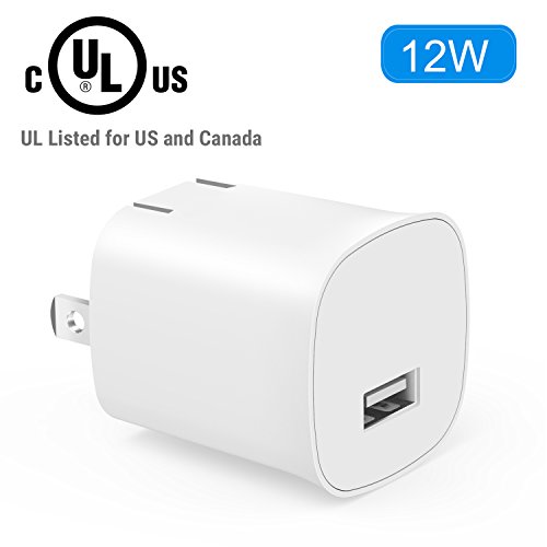 12W USB Wall Charger, Vogek Ultra Compact Foldable Plug Wall Charger Adapter Compatible with iPhone Xs/XS Max/XR/X/8/8 Plus/7/6S/6S Plus, iPad, Samsung Galaxy Note 5/ Note 4, HTC, Moto-White