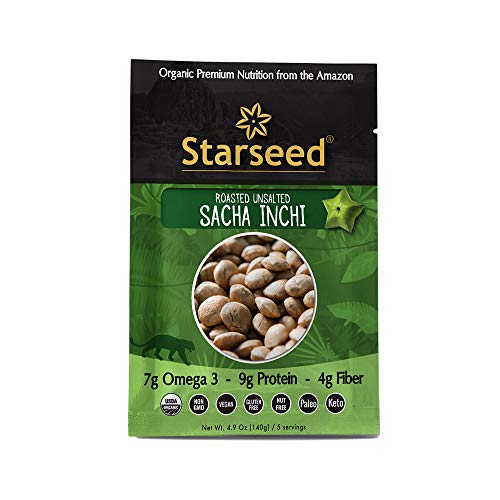 Starseed Organic Sacha Inchi seeds gluten-free, keto, and paleo friendly snack, 4.9oz Bag, 5 Servings (Roasted Unsalted) - Thumbnail 6