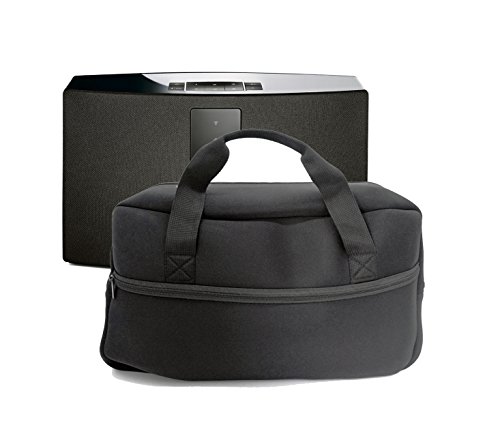 Orchidtent Portable Travel Storage Carrying Case Cover Skin Pouch Bags for Bose SoundTouch 30 Series III Wireless Music System with Handle Straps and Adapter Power Pocke(Black)