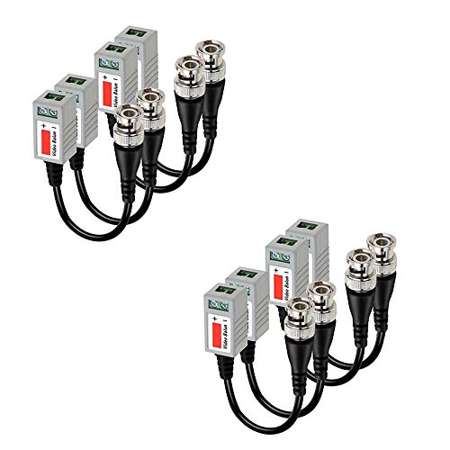 BNC Video Balun Transceiver Cable,Sageme Passive HD CVI/AHD/TVI Signal Transceivers 720P/1080P Single Channel for BNC Male Cable via CAT5/5E/6 Twisted Pair Transmitter for CCTV (4 Pairs /8 PCS)