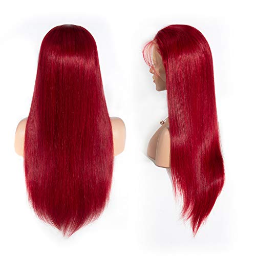 MSCOCO Hair Brazilian Straight Hair Wigs with Baby Hair for Black Women Red Color 13x6 Lace Front Wigs Human Hair Pre Plucked 150% Density Colored Wigs for Black Women (24 inch) - Thumbnail 2