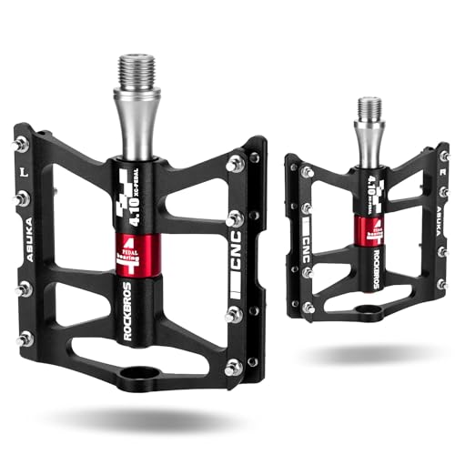 ROCKBROS Mountain Bike Pedals 4 Bearings Platform Flat Aluminum Alloy 9/16" |