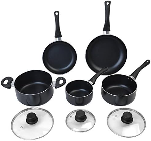 DPThouse 8 Pcs Cooking Kitchen Cookware Set Chefs Pans Kitchen Set Nonstick, Free Scratch Resistant
