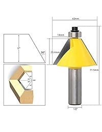 3 Pcs 1 2" Shank Chamfer Router Bits, Chamfer & Bevel Edge Forming Router Bit Set Angle Bit Set Hand Held Router Chamfer Cutter Tool, 15 22.5 30 Degree Lock Miter Bit