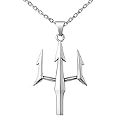 charmora Stainless Steel Trident Pendant for Men – Poseidon Greek Mythology Necklace, Tarnish-Resistant Spear Symbol Jewelry, 24” Chain