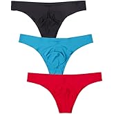 Men's Solid Color Ice Silk Traceless Breathable Bikini Thongs Underwear Low Rise Panties Briefs