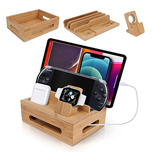 komonotown Natural Bamboo Charging Station for Multiple Devices