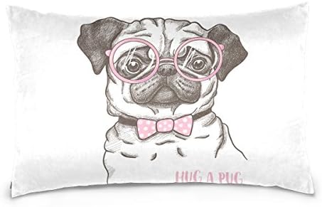 Top Carpenter Fashionable Pug Velvet Oblong Lumbar Plush Throw Pillow Cover/Shams Cushion Case - 20x30in - Decorative Invisible Zipper Design for Couch Sofa Pillowcase Only