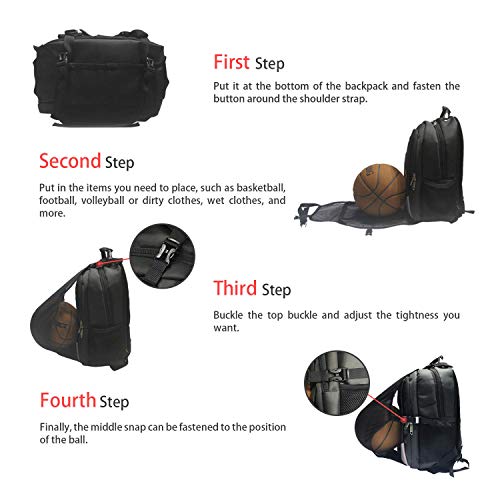BUMOVE Backpacks Soccer Ball Holder, Soccer Net Bag for Basketball, Soccer, Volleyball & Football, Fit Most Backpack (Black) - Thumbnail 7
