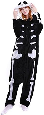 Animal Kigurumi Cosplay Sleepsuit Cartoon Lounge Wear Halloween Costume Pajamas S-XL (Large, Skull)