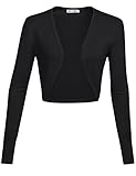 MUXXN Women's Bolero Shrug Longsleeve Knit Cardigan(L,Black)