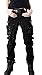 Chouyatou Women's Stylish Military Multi-Pockets Wild Cargo Pants (Large, Black)