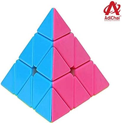 Adichai Pyraminx 3x3 Stickered High Speed Triangle Cube Puzzle for Kids (Black Base Pyraminx Cube)