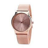 Creazy Fashion Womens Classic Gold Quartz Stainless Steel Wrist Watch (Rose Gold)