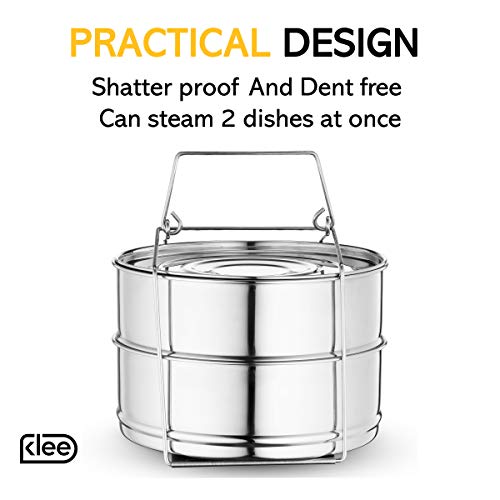 Klee Utensils 3-Piece Stackable Stainless Steel Pressure Cooker Insert Pans with Lid