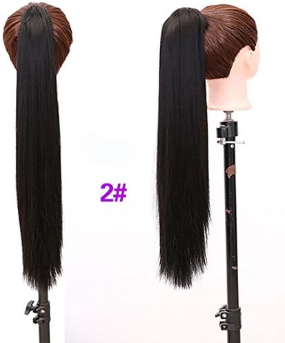 DIFEI HAIR Long Straight Black Ponytail Long Hair Natural Fake Hair Tail Hairpieces Women Hairstyles Heat Resistant Fake Hair (2#)