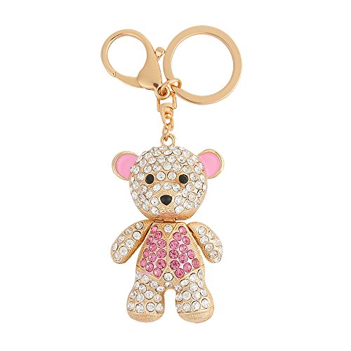 USATDD Rhinestone Keychain Crystal Pendent Clothing Accessories Handbag Decoration Sparkling Keyrings With Gift Box (Lovely Bear)