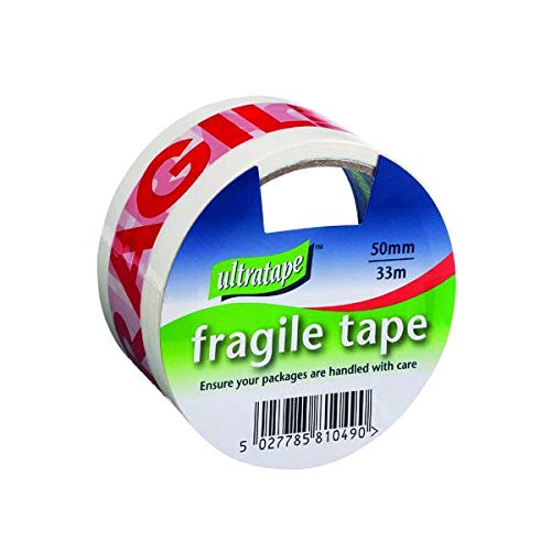 Fragile Tape 50mmx33m 1 Roll Ultra Red/White (Pack of 6) FRAG-5033-UL1 + Finchley Pen Free