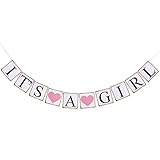 Pixnor IT IS A GIRL Paper Garland Bunting Banner Christening Baby Shower Garland Decoration Birthday Party Favors