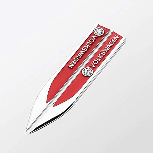 Maple leave Chrome Stickers Motion Blade Side Emblem Badge for All Golf Series Golf 5 6 7 MK5 MK6 MK7 Jetta Tiguan Passat CC Scirocco Polo Beetle Side Wing Badge Emblem(Red)