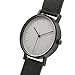BIJOUONE B001 Black Leather Stainless Steel Swiss Quartz Analog Unisex Watch, Matte Black Case
