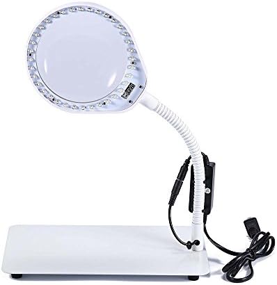 JoyUtoy Laptop Flexible Magnifier LED Desk Lamp USB Cabled, Powerful 3x5x8x10x Magnifying Glass, Smoothly Adjustable and Extra Bright LED Lights (5X, White)