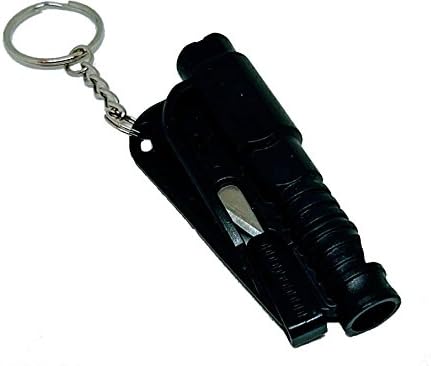 3 in 1 Mini Emergency Safety Hammer Auto Car Window Glass Breaker Cutter Whistle Rescue Escape Tool 6 colors (Black)