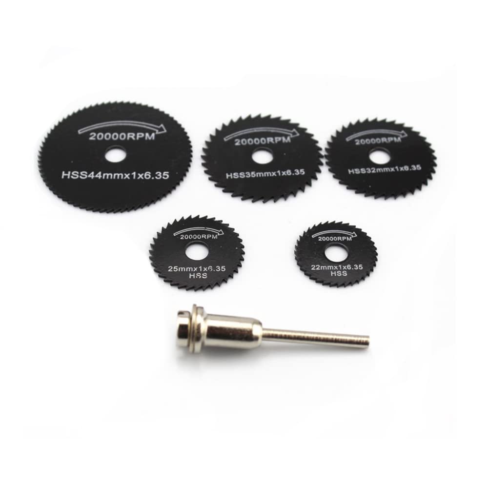 Oudtinz 6pcs HSS Steel Circular Saw Blades Cutting Discs Mandrel Cutoff Tool for Dremel