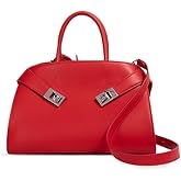 Designer Leather Tote Bags for Women: Luxury Crossbody Purses and Handbag - Trendy Top Handle Satchel Shoulder Bags for Work (Red)
