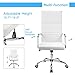 Furmax Ribbed Office Chair High Back PU Leather Executive Conference Chair Adjustable Swivel Chair with Arms (White)