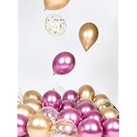 Pink Gold Metallic Chrome Balloons Party Decorations 12 Inch 30 Pcs for Birthday Wedding Bachelorette Baby Shower