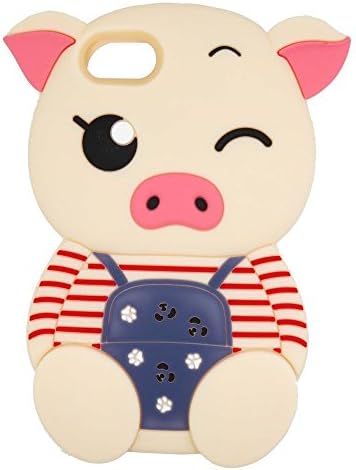 iPhone X Case, Maoerdo Cute 3D Cartoon Beige Stripes Pig Fashion Silicone Rubber Phone Case Cover for Apple iPhone X 5.8 inch