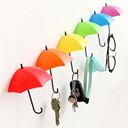 Vepson 3Pcs Colorful Umbrella Wall Hook Key Hair Pin Holder Organizer Hanger