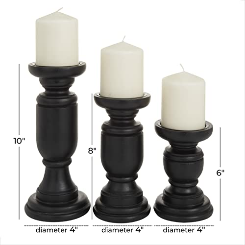 Deco 79 Traditional Mango Wood Candle Holder Pillar Candle Holders