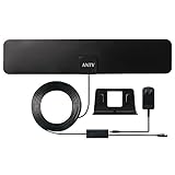 TV Antenna, ANTV Indoor Antenna with Amplified Signal Booster Device, 40 Mile Range, High Performance 10Ft Coaxial Cable, HDTV Antenna Free for 1080p 4K Read, Piano Black,1-Pack (Upgrade Version)