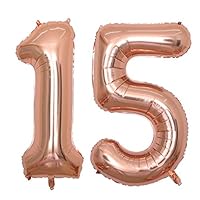 BALONAR 40 inch Jumbo 15th Rose Gold Foil Balloons for Birthday Party Supplies,Anniversary Events Decorations and Graduation Decorations (ROSE15)