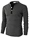 H2H Men's Long-Sleeve Button Henley Shirt Charcoal US S/Asia M (CMTTL045)