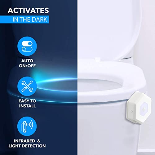 Toilet Night Light 2 Pack, Motion Sensor Activated LED Lamp, 8-Color Toilet Light up for Bathroom Decor, Kids Bathroom Set Cool Stuff (2 Pack)